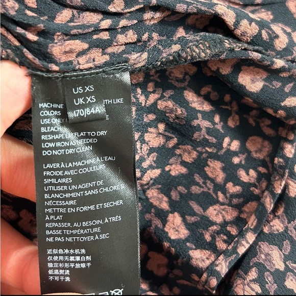 Anthropologie Nichola Peplum Blouse Black Pink Dark Floral Whimsy Boho Fairy - Picture 8 of 12